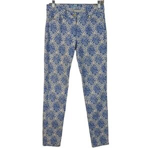 J. McLaughlin Blue & White Printed Lexi Jeans Size 2 EUC